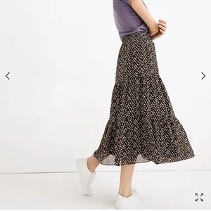 Madewell Georgette tiered maxi skirt in "adorable ditsy" black floral print